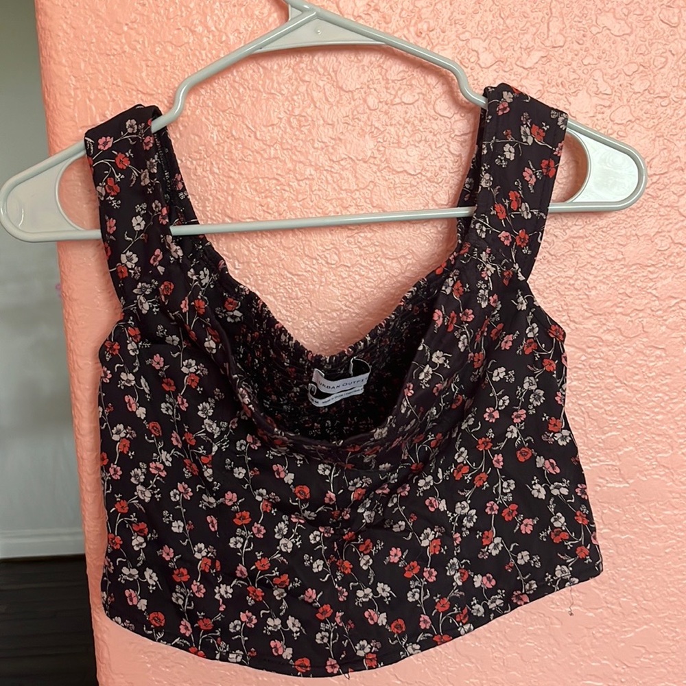Black floral off the shoulder crop top. Worn once.